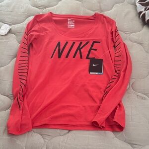 Nike Red Long Sleeve Top with Black Accents